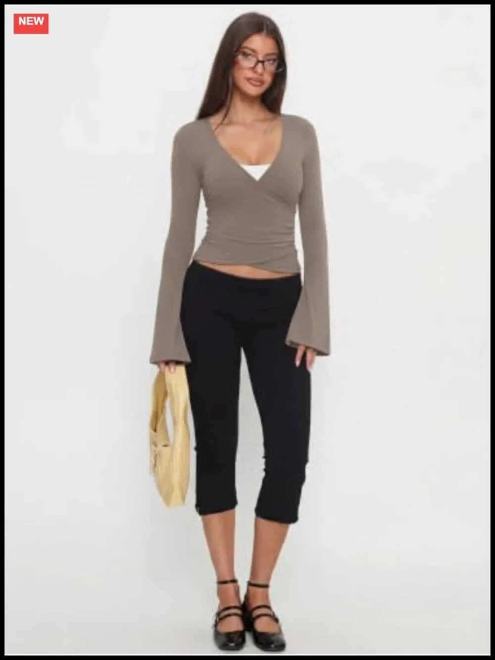 Long Sleeve Tie Front Wrap Cardigan with Bell Sleeves